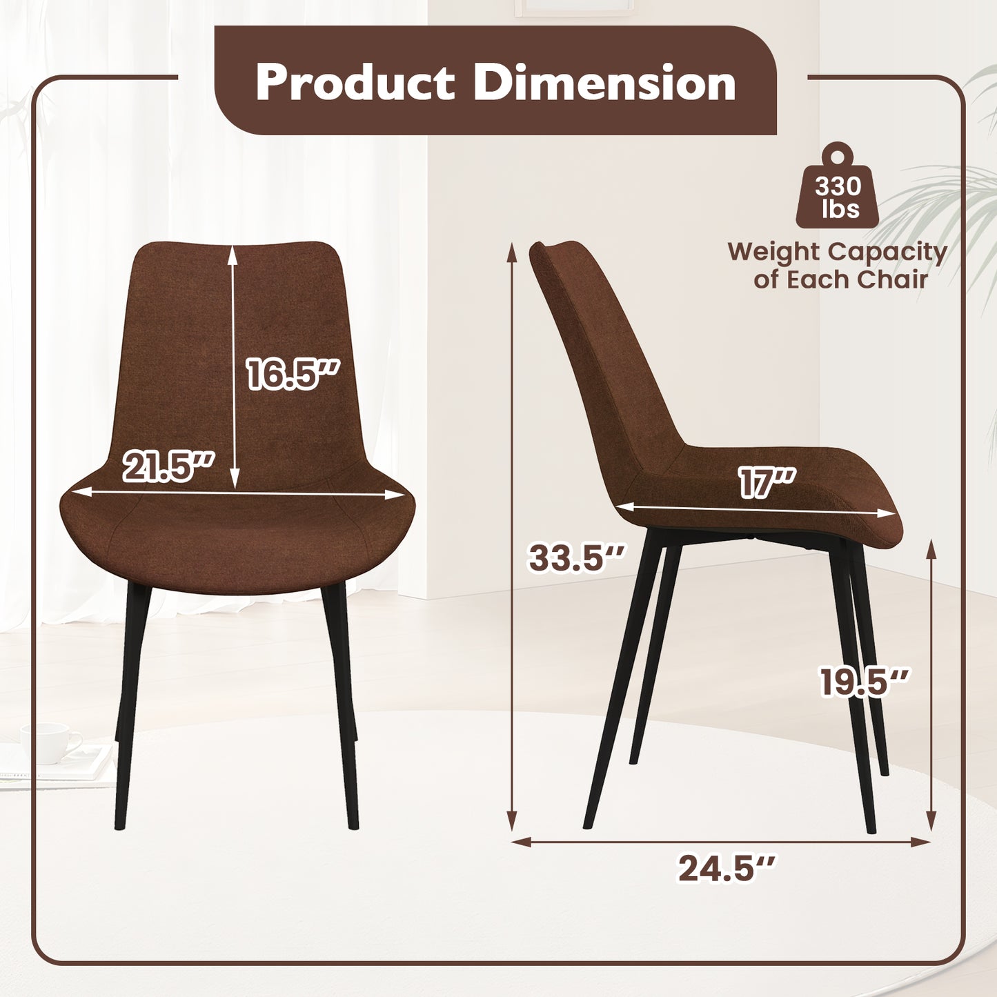 Upholstered Dining Chairs Set of 4 with Padded Backs