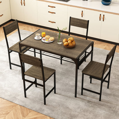 Dining Chairs Set of 4 with Slanted Back and Metal Legs