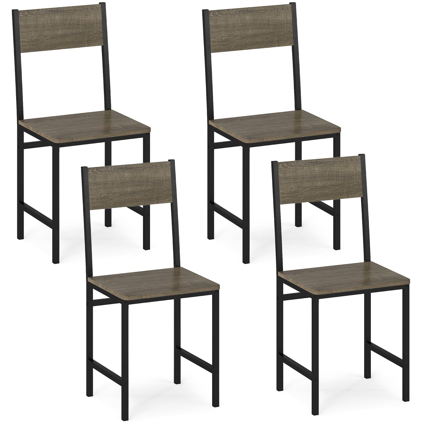 Dining Chairs Set of 4 with Slanted Back and Metal Legs