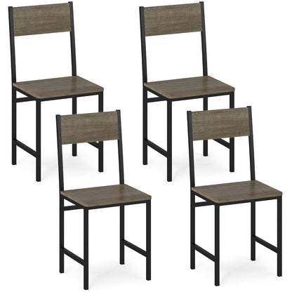 Dining Chairs Set of 4 with Slanted Back and Metal Legs