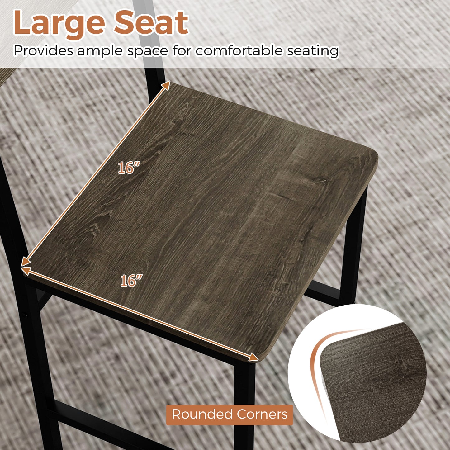 Dining Chairs Set of 4 with Slanted Back and Metal Legs