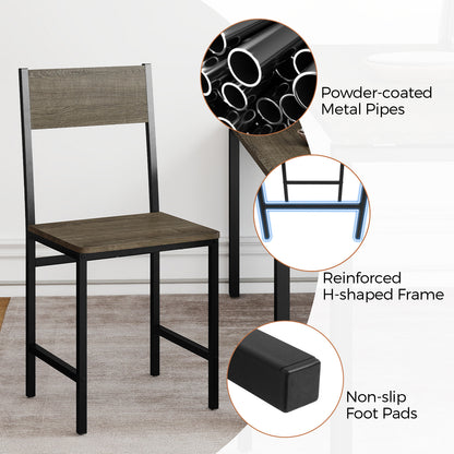 Dining Chairs Set of 4 with Slanted Back and Metal Legs