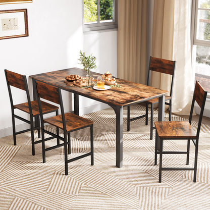 Dining Chairs Set of 4 with Slanted Back and Metal Legs