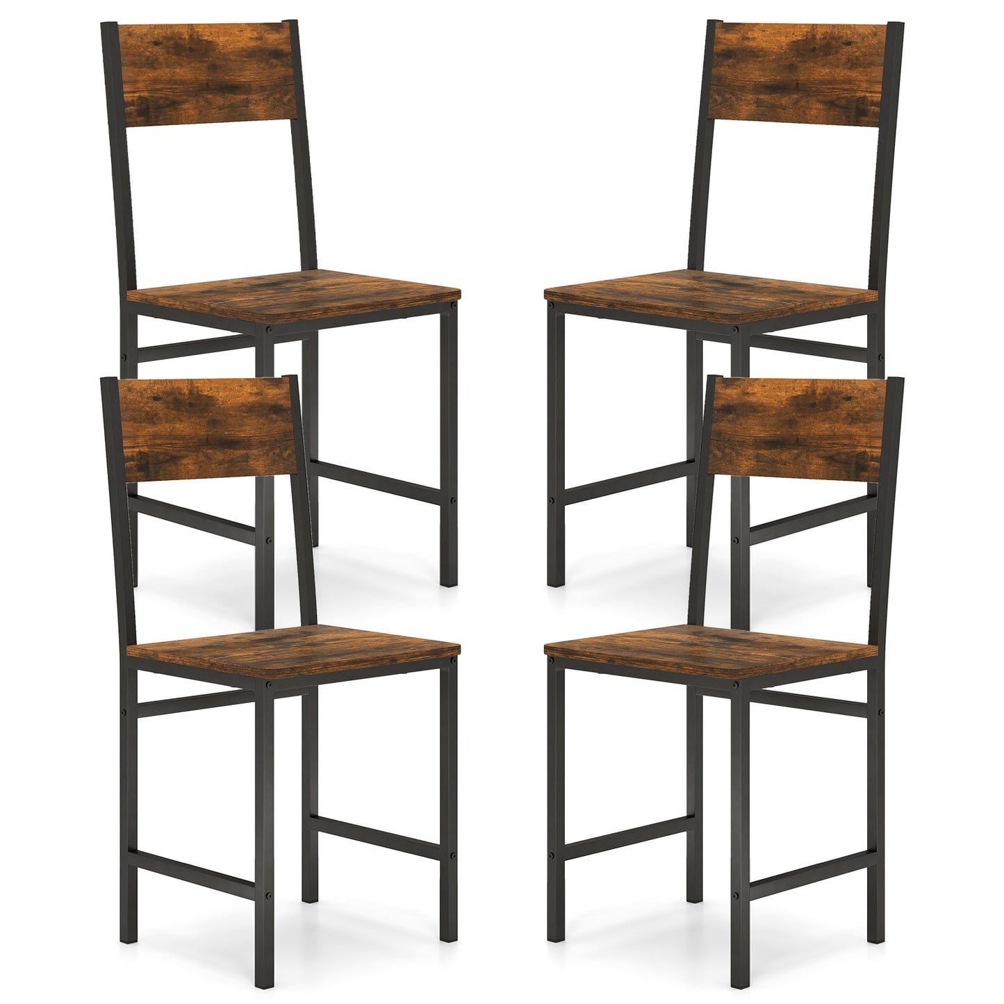 Dining Chairs Set of 4 with Slanted Back and Metal Legs