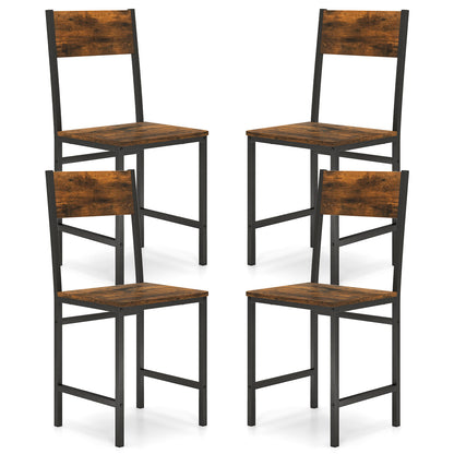 Dining Chairs Set of 4 with Slanted Back and Metal Legs
