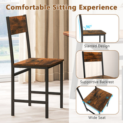 Dining Chairs Set of 4 with Slanted Back and Metal Legs