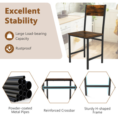 Dining Chairs Set of 4 with Slanted Back and Metal Legs