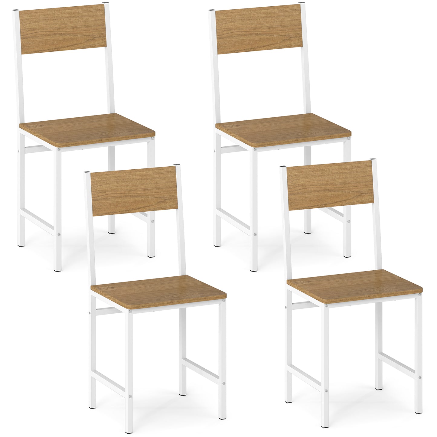 Dining Chairs Set of 4 with Slanted Back and Metal Legs