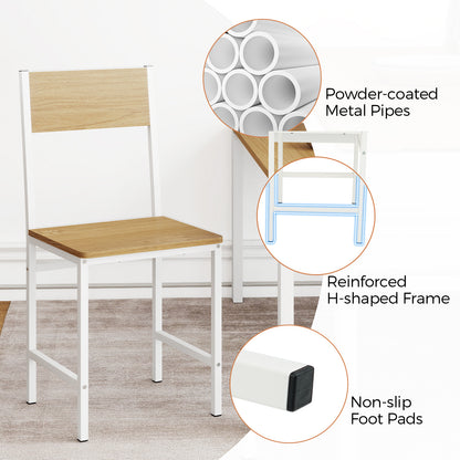 Dining Chairs Set of 4 with Slanted Back and Metal Legs