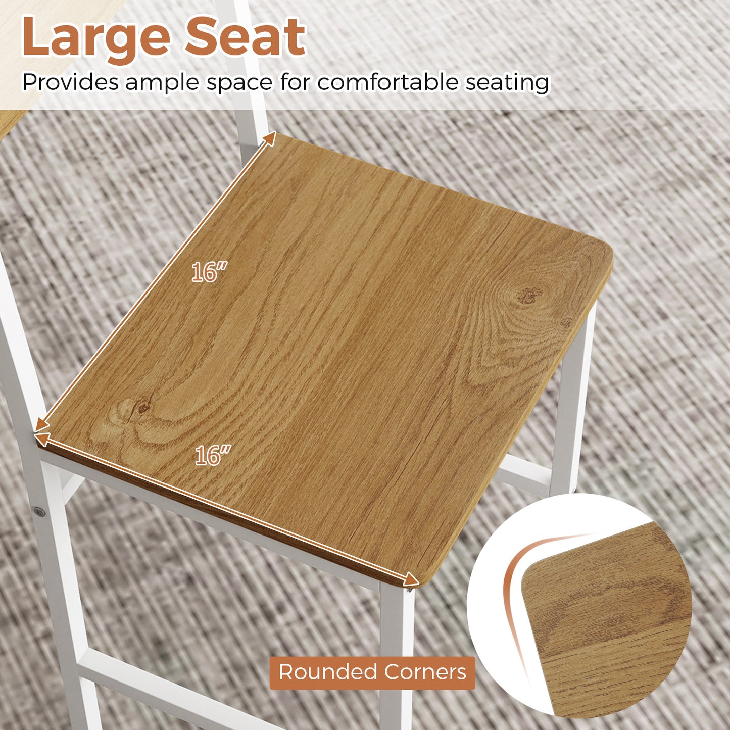 Dining Chairs Set of 4 with Slanted Back and Metal Legs