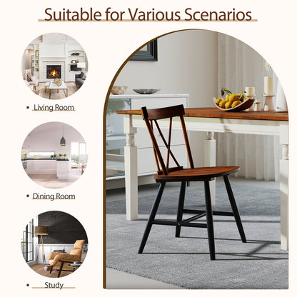 Dining Chairs Set of 4 with Curved Cross Back and Rubber Wood