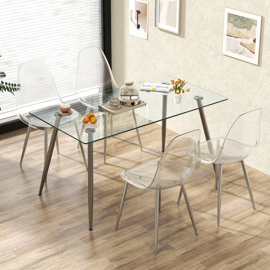 Dining Chairs Set of 4 with Clear Seat and Wood Legs