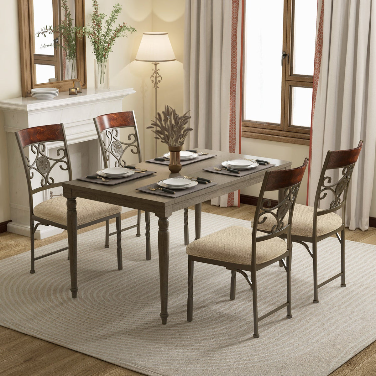 Dining Chairs Set of 4 with Cushioned Seats and High Back