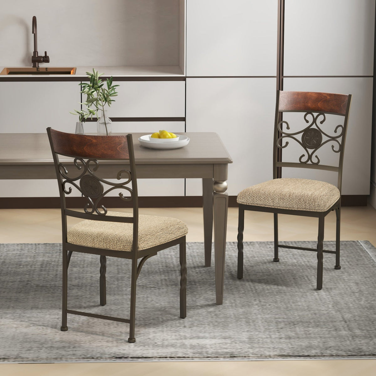 Dining Chairs Set of 4 with Cushioned Seats and High Back