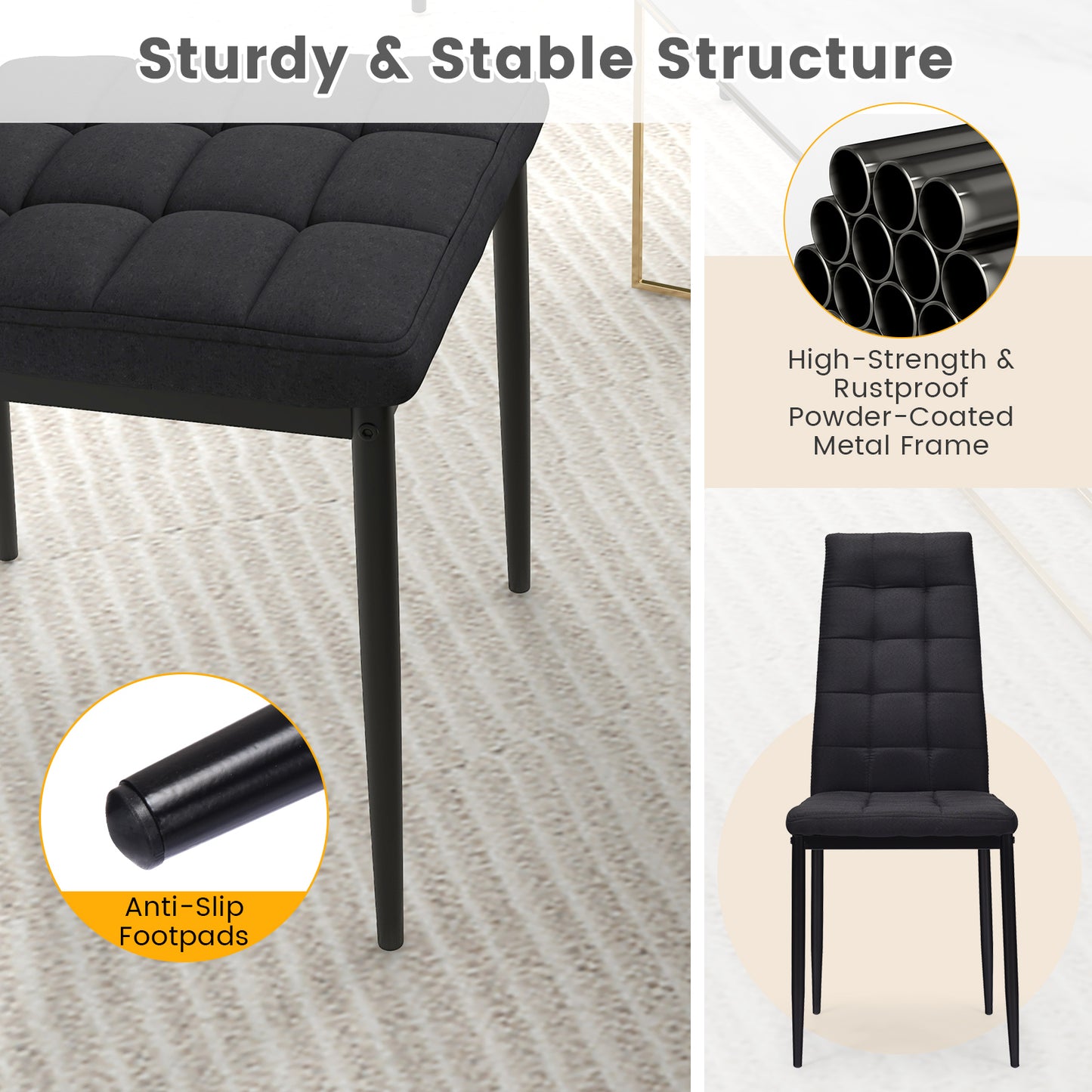Upholstered Dining Chairs Set of 4 with High Back