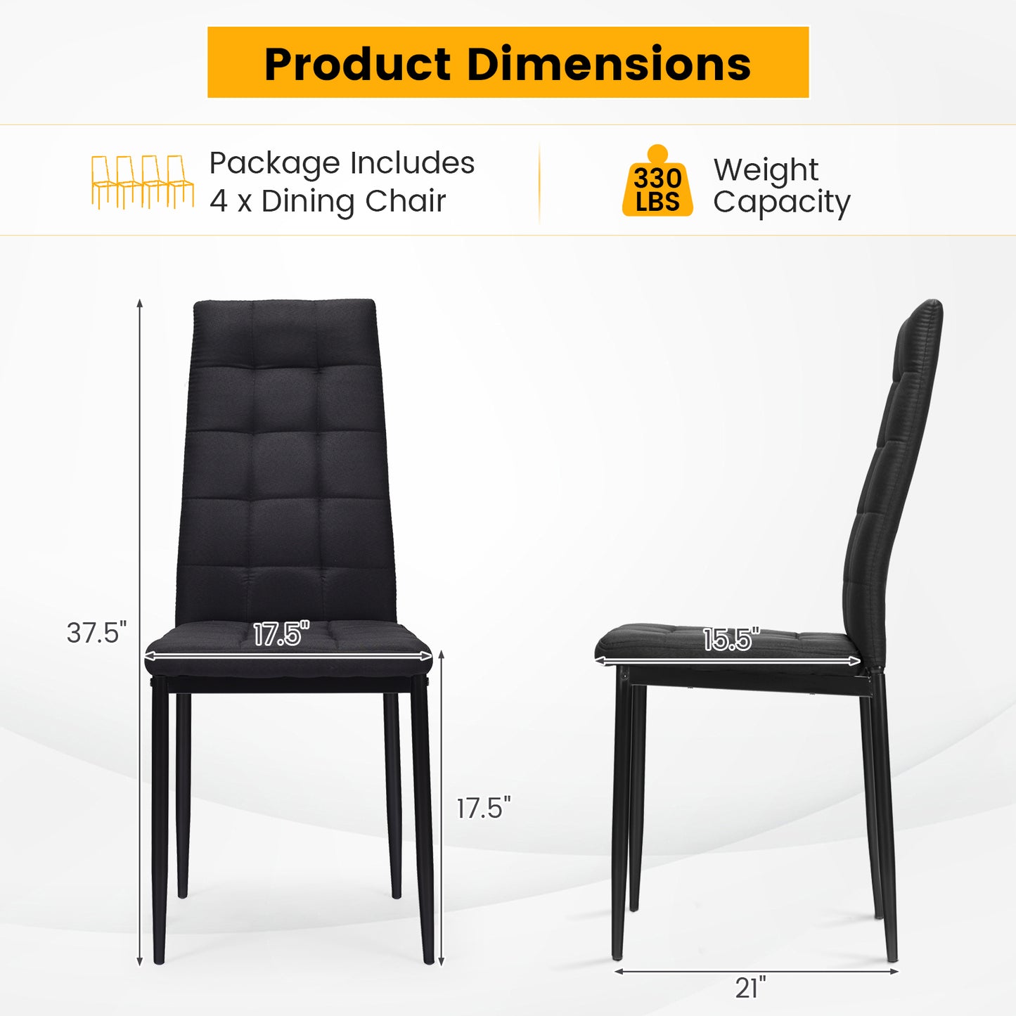 Upholstered Dining Chairs Set of 4 with High Back