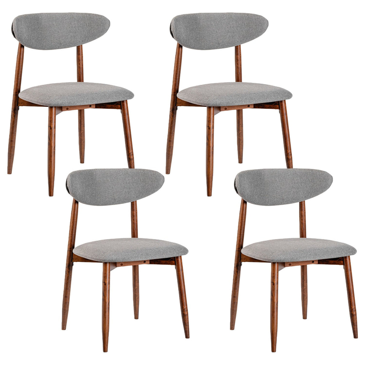 Upholstered Dining Chairs Set of 4 with Curved Backs