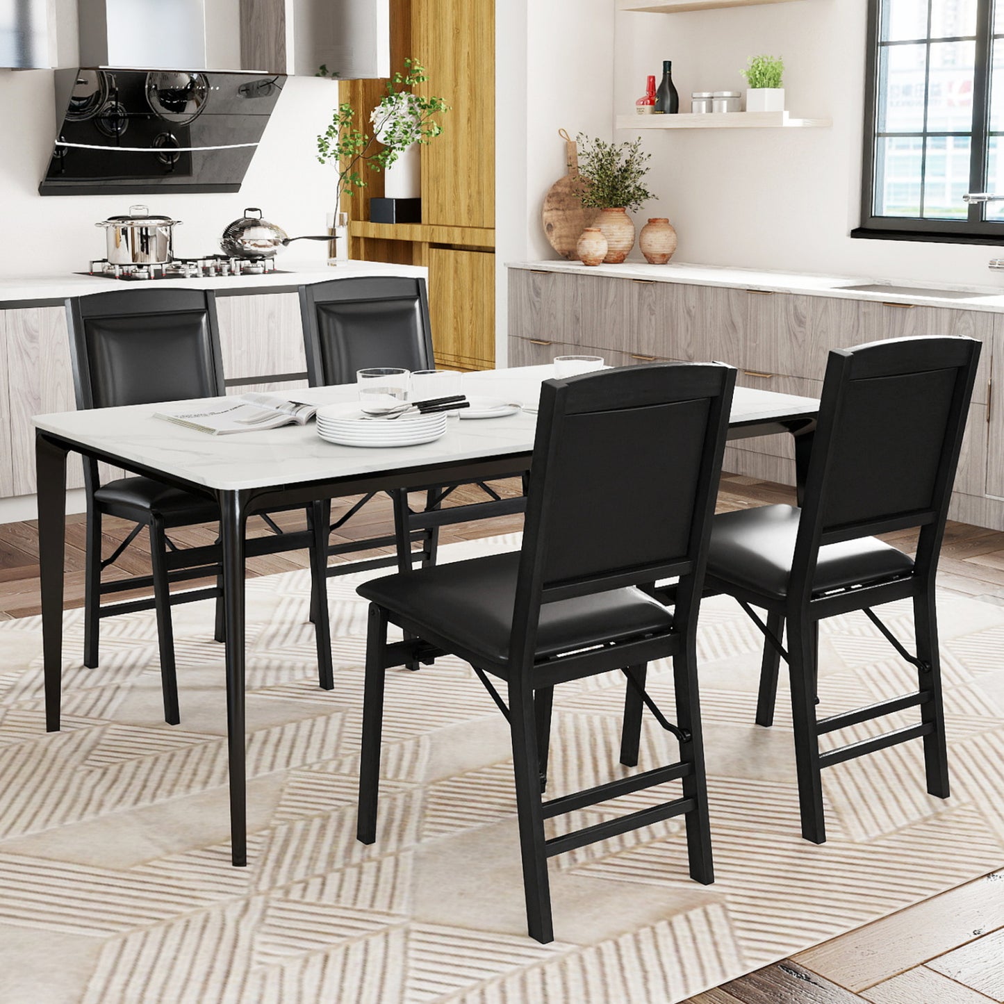 Folding Dining Chairs Set of 4 with Padded Seat