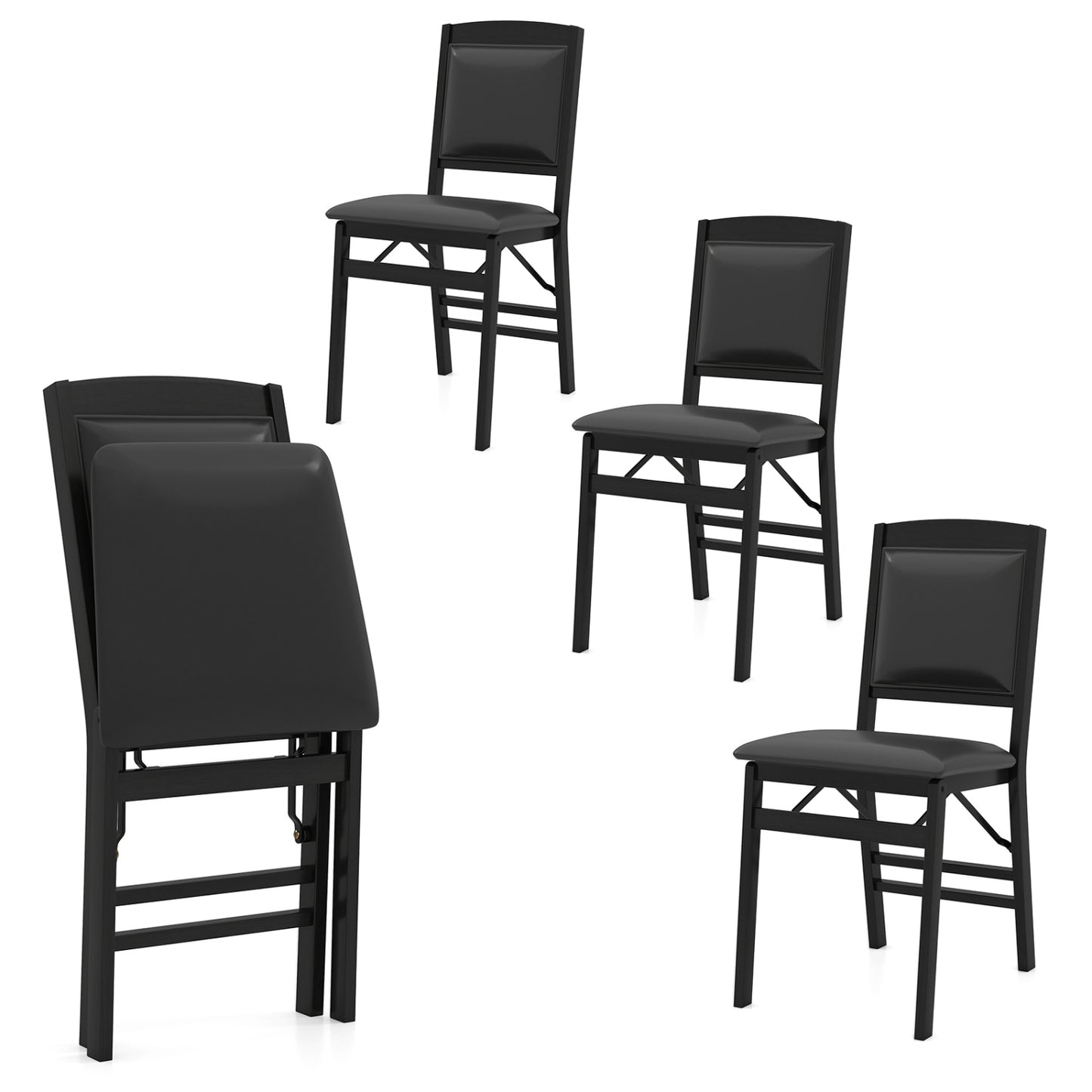 Folding Dining Chairs Set of 4 with Padded Seat