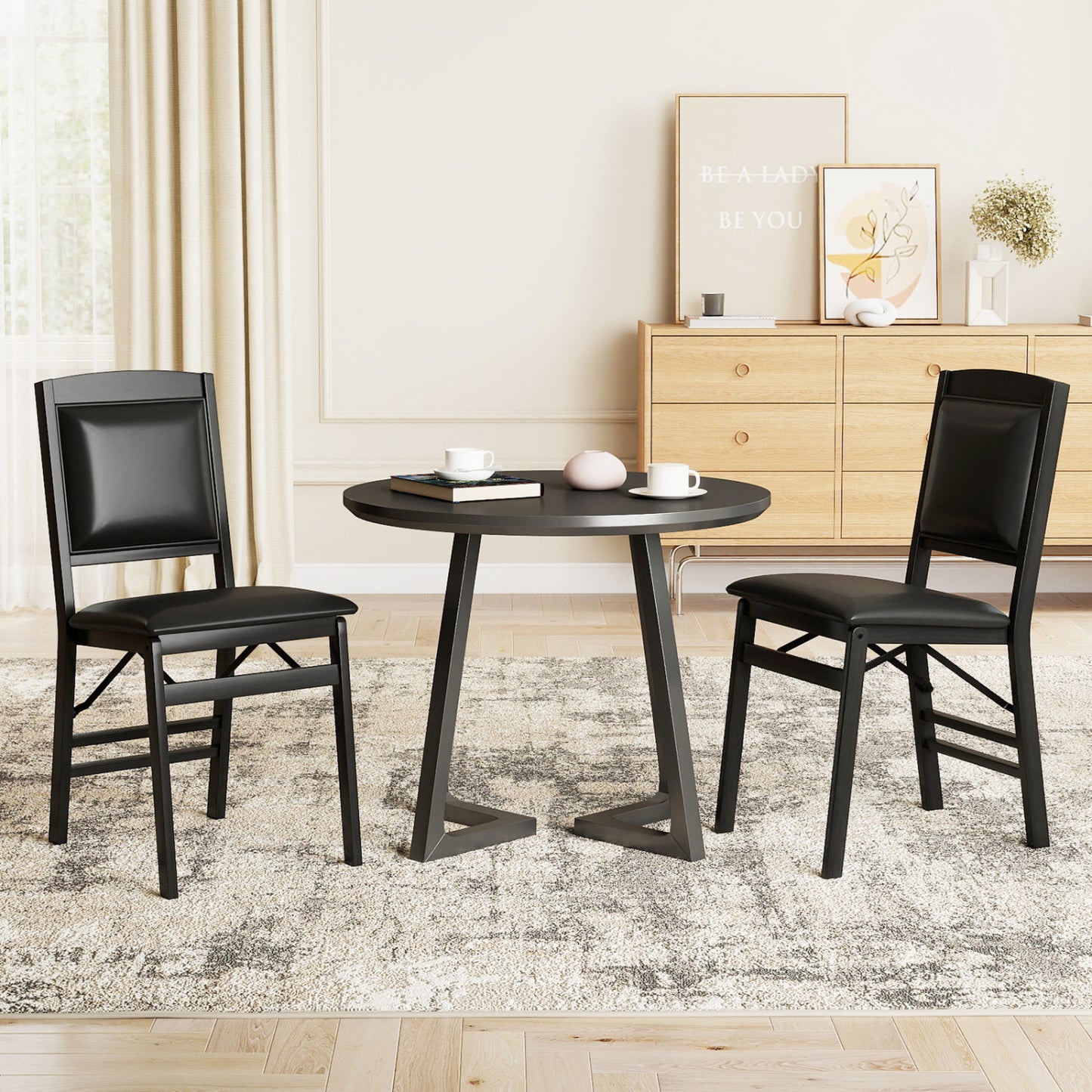 Folding Dining Chairs Set of 4 with Padded Seat