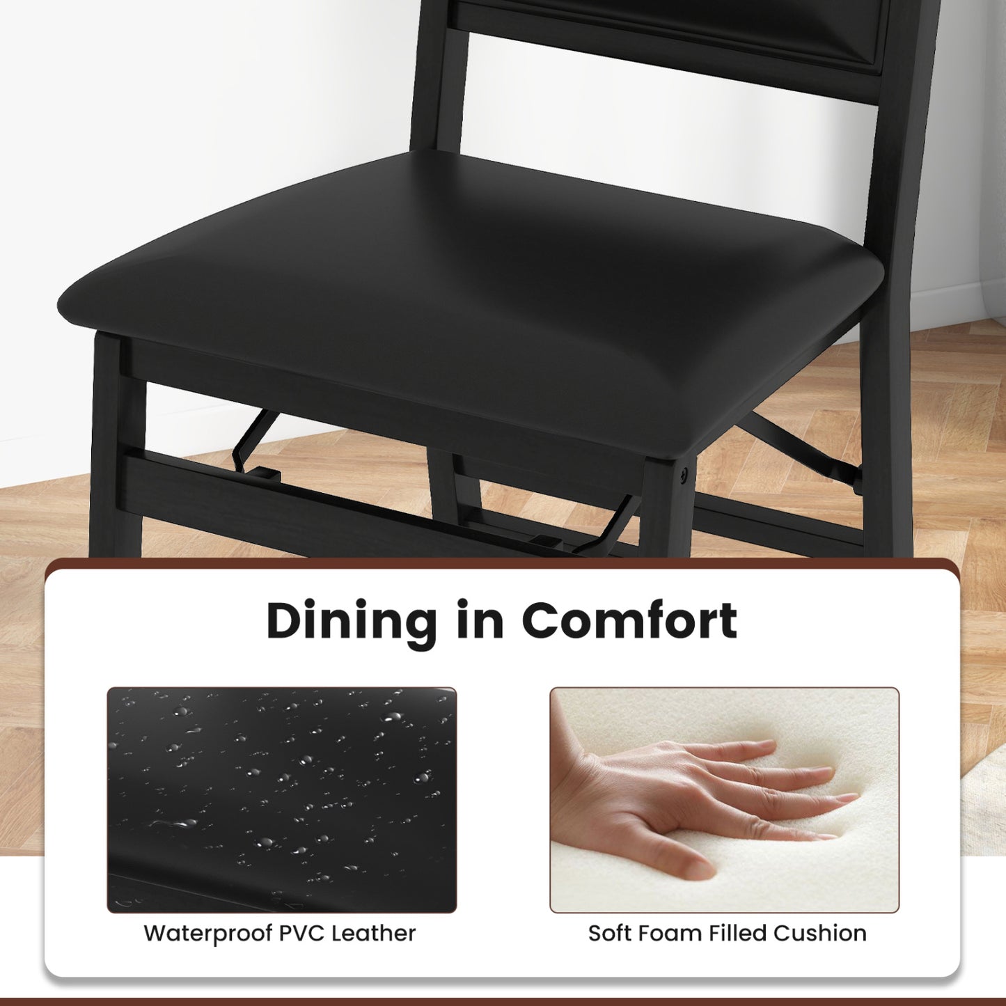 Folding Dining Chairs Set of 4 with Padded Seat