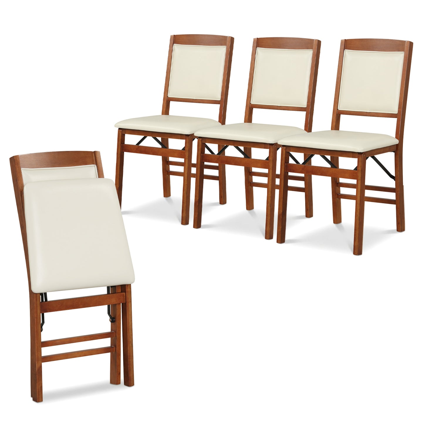 Folding Dining Chairs Set of 4 with Padded Seat