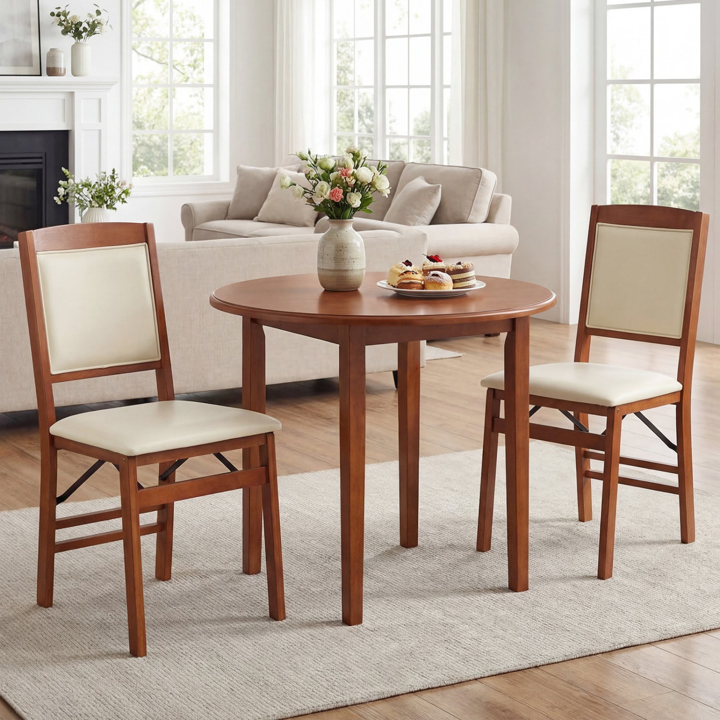 Folding Dining Chairs Set of 4 with Padded Seat