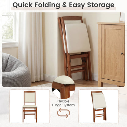 Folding Dining Chairs Set of 4 with Padded Seat