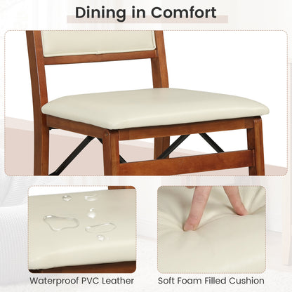 Folding Dining Chairs Set of 4 with Padded Seat