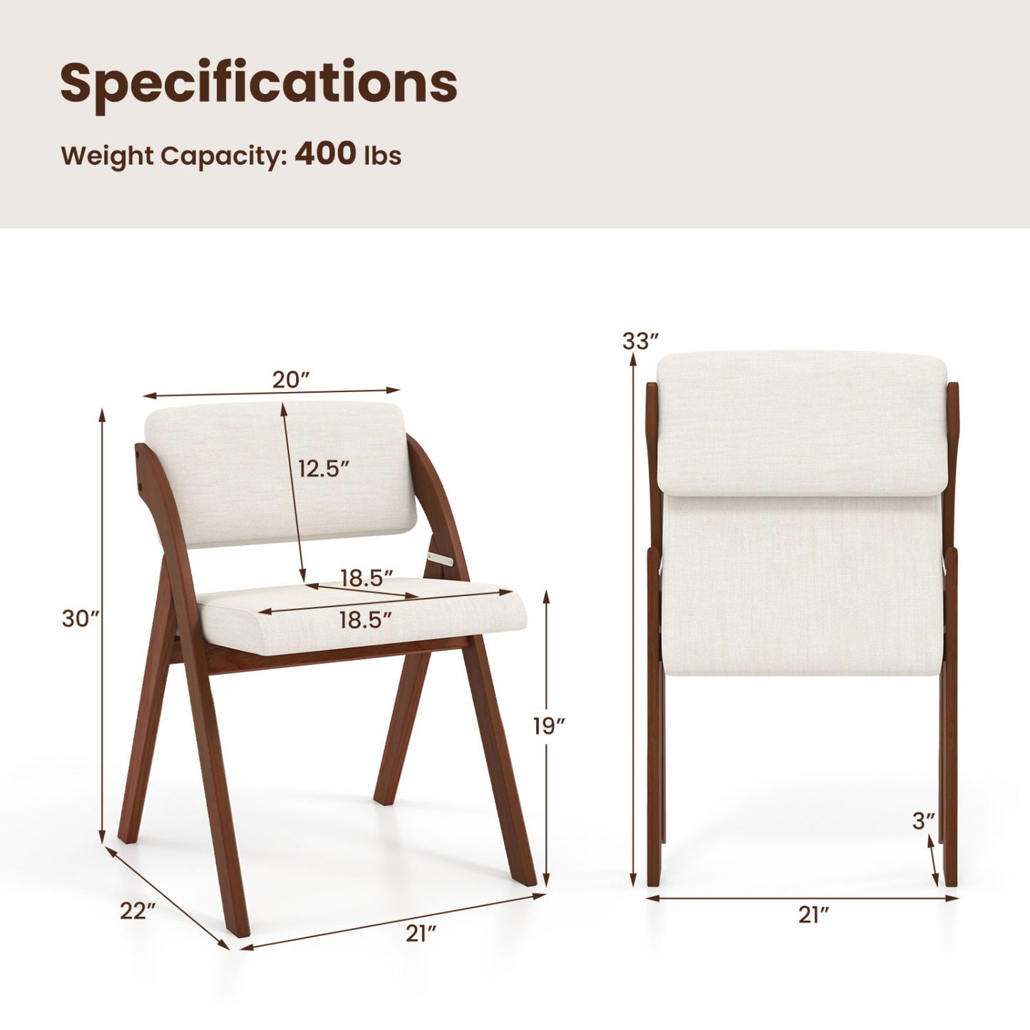 Folding Dining Chairs Set of 4 with Padded Seats