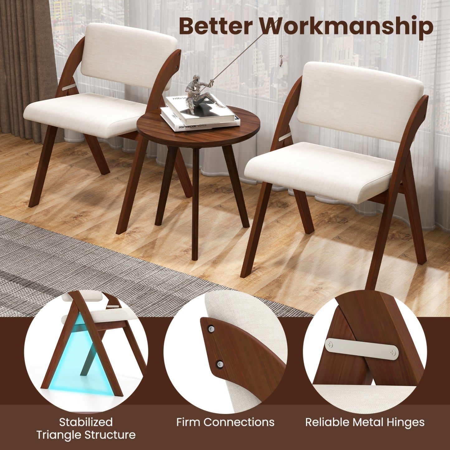 Folding Dining Chairs Set of 4 with Padded Seats