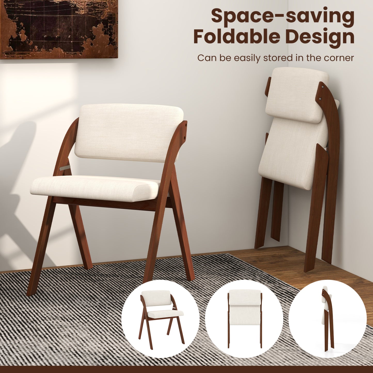 Folding Dining Chairs Set of 4 with Padded Seats