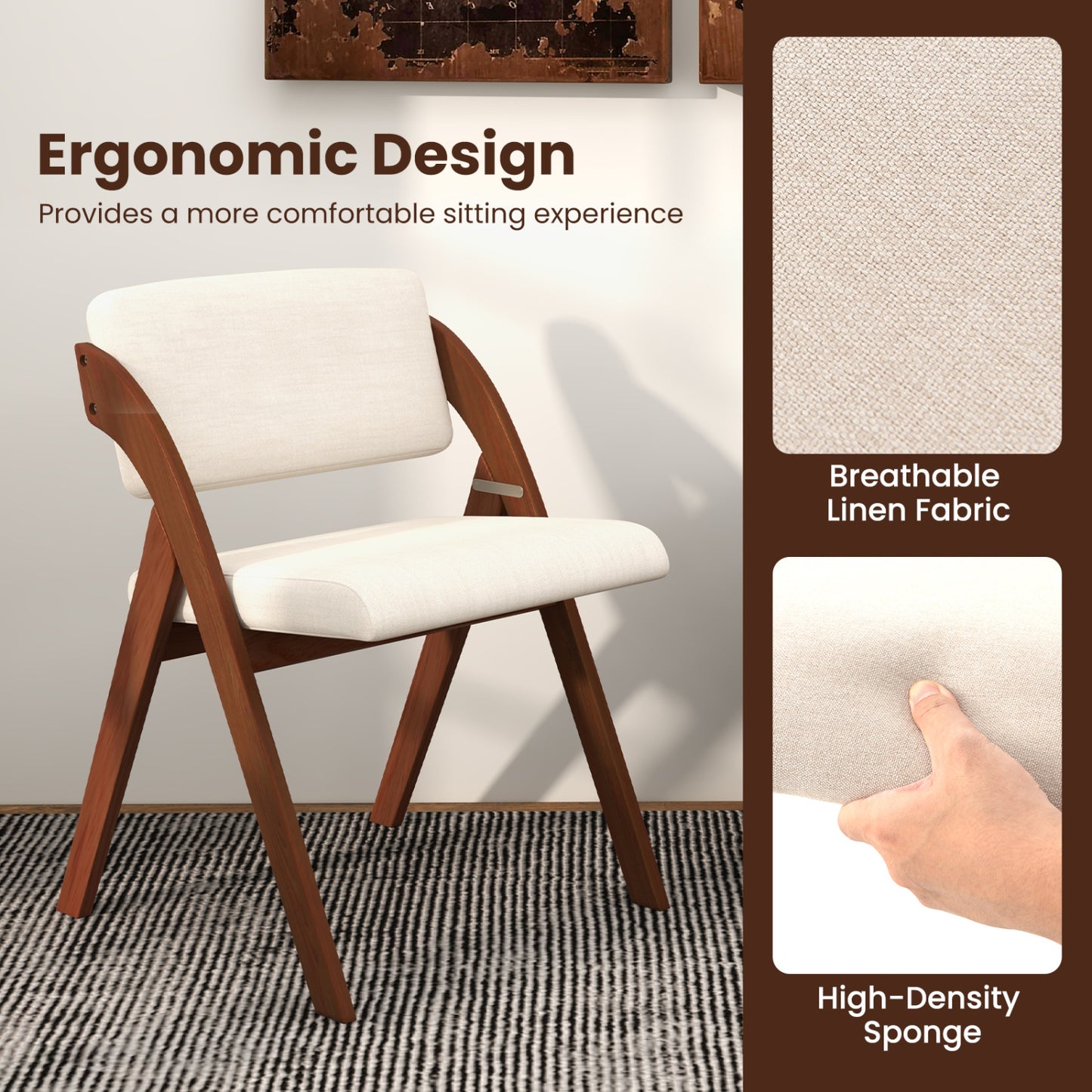 Folding Dining Chairs Set of 4 with Padded Seats