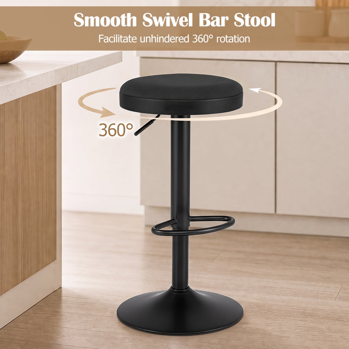 Adjustable Swivel Bar Stools Set of 4 with Padded Seats