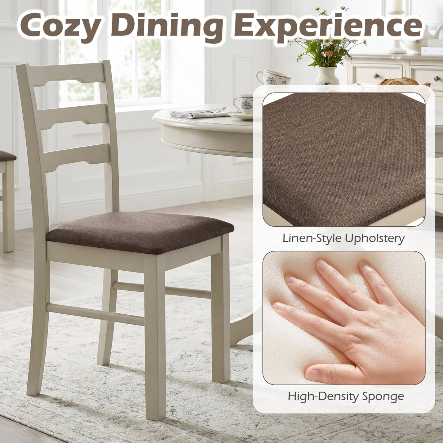 Upholstered Dining Chairs Set of 4 with Wood Frame