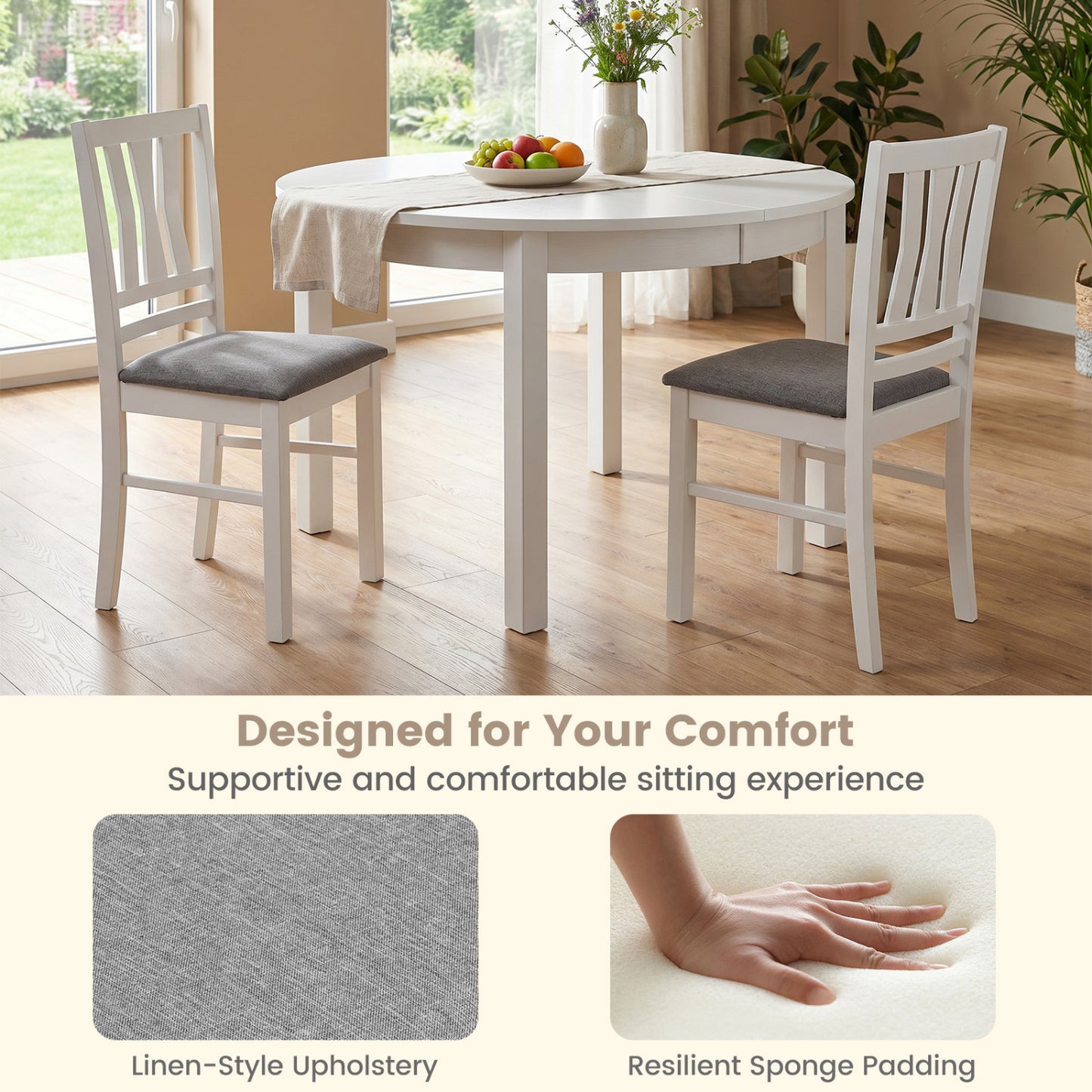 Upholstered Dining Chairs Set of 4 with Wood Frame