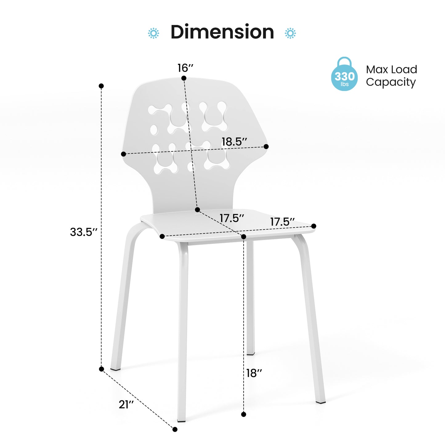 Metal Dining Chairs with Hollowed Backrest, Set of 4