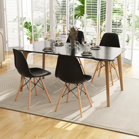 Armless Dining Chairs Set of 4 with Wood Legs