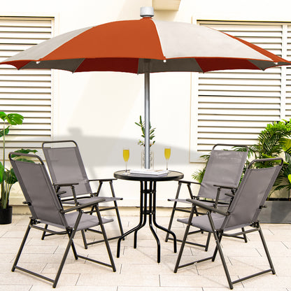 Folding Sling Patio Dining Chairs Set of 4 with Armrests