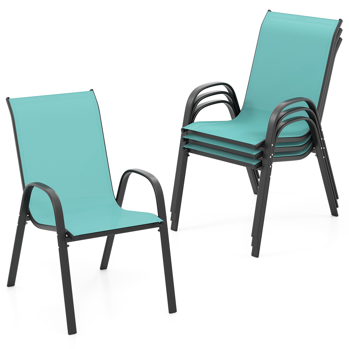 Stackable Patio Dining Chairs Set of 4 with Armrests