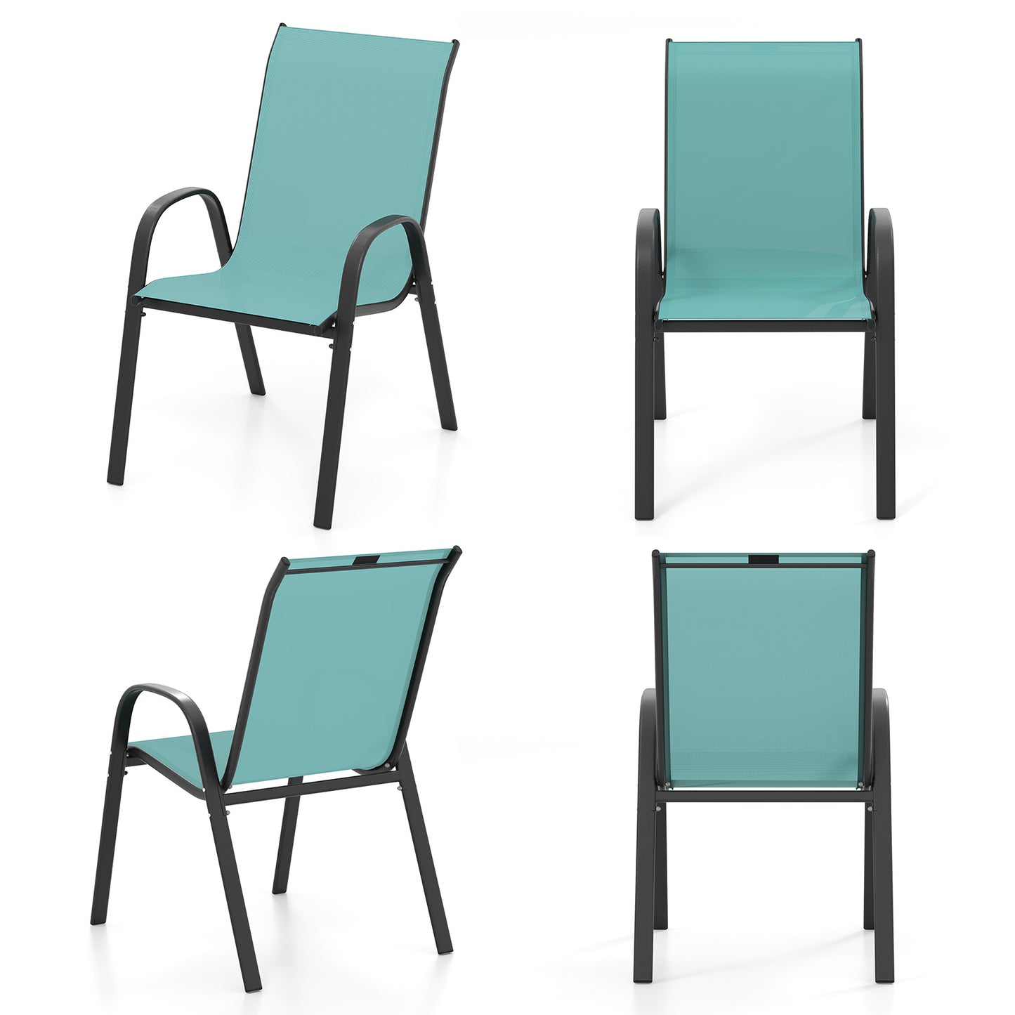 Stackable Patio Dining Chairs Set of 4 with Armrests