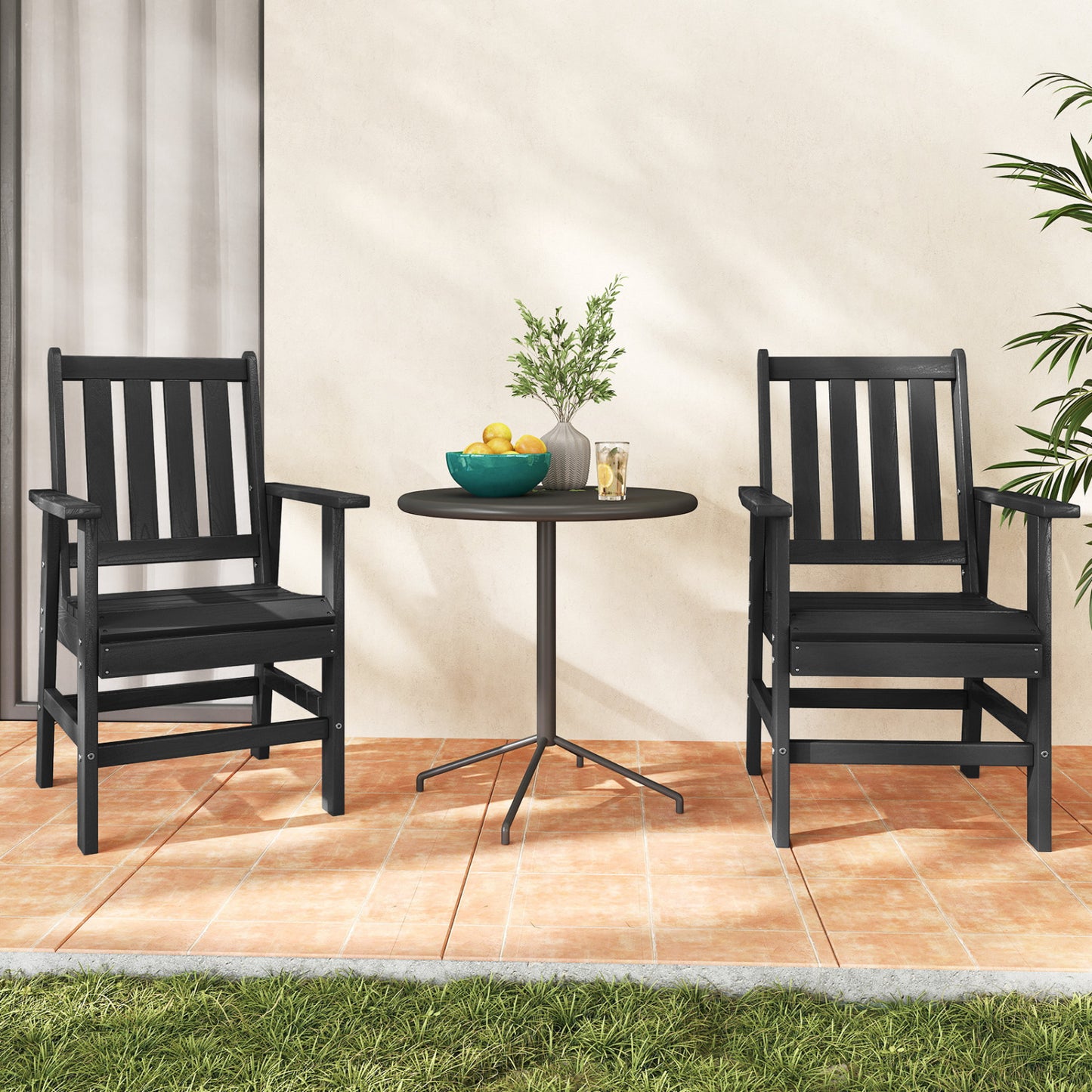 Patio Dining Chairs Set of 4 with Wide Armrests