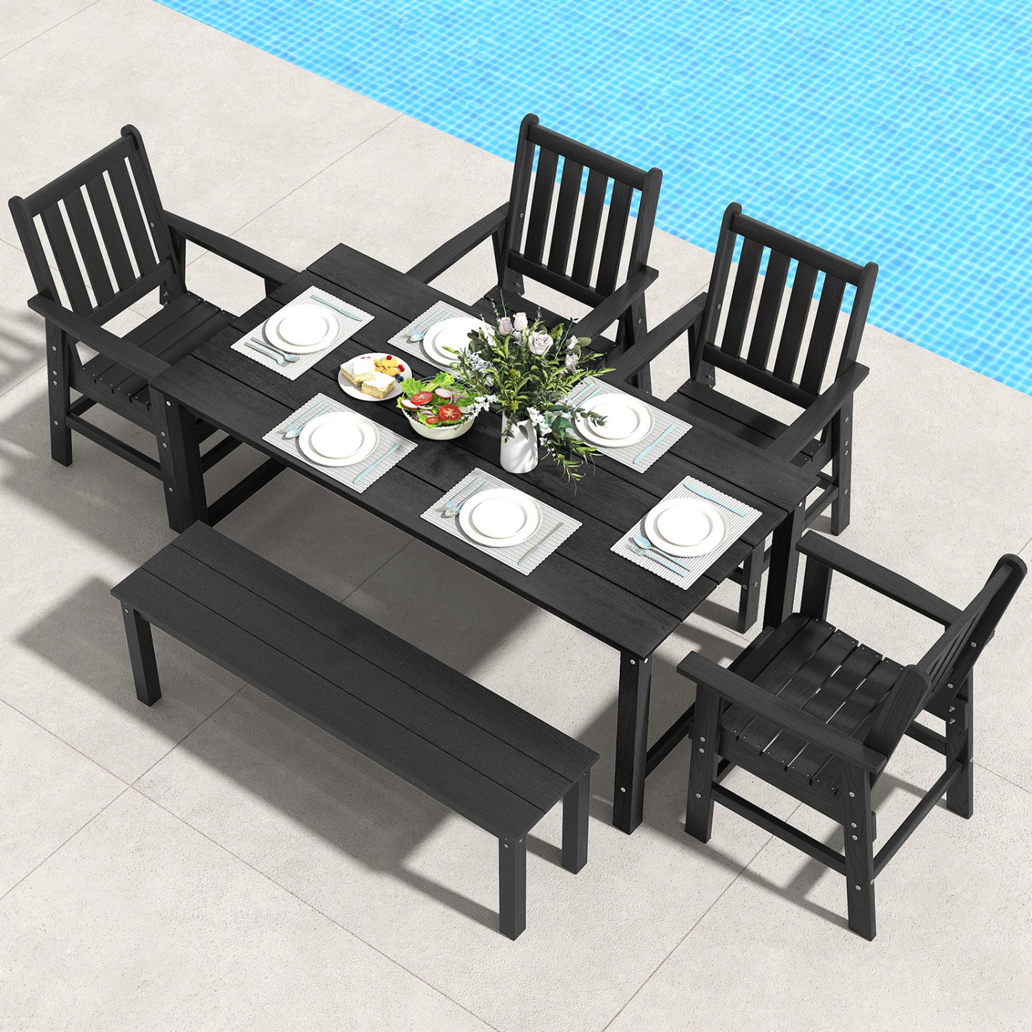 Patio Dining Chairs Set of 4 with Wide Armrests