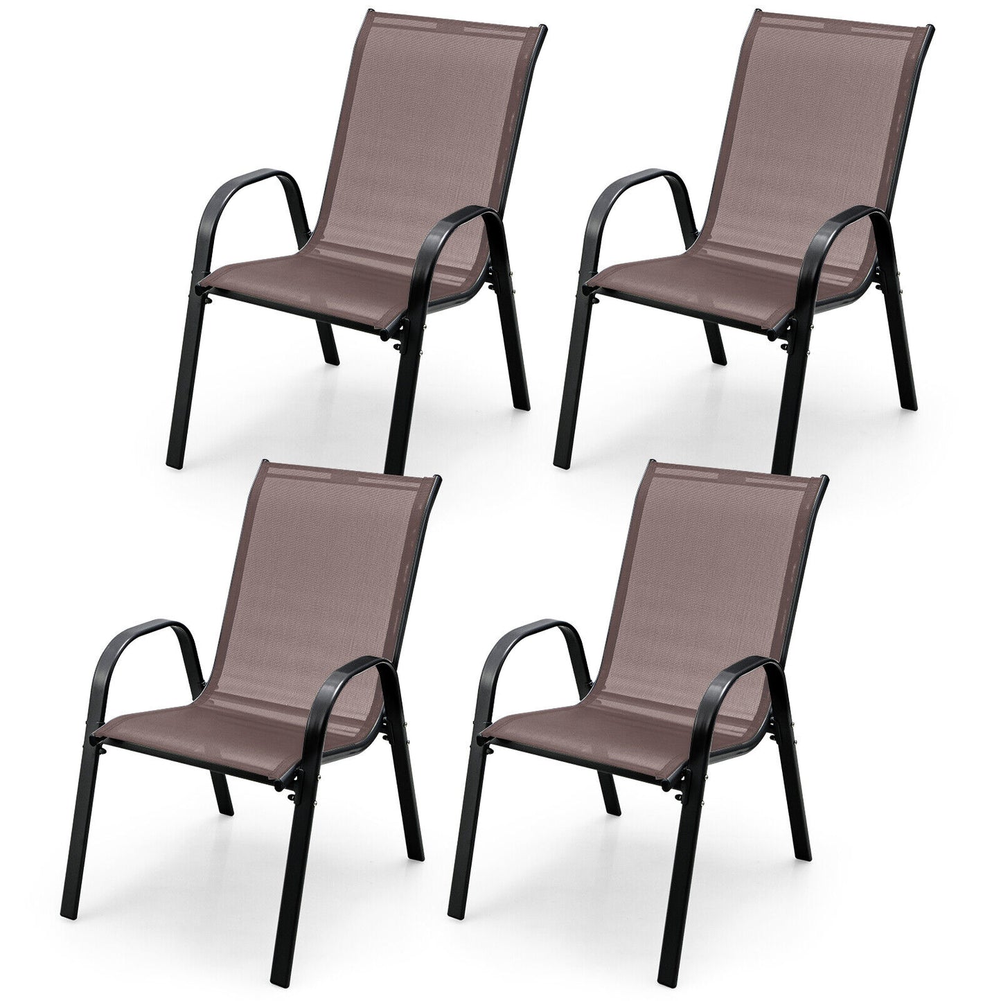 Stackable Patio Dining Chairs Set of 4 with Armrests
