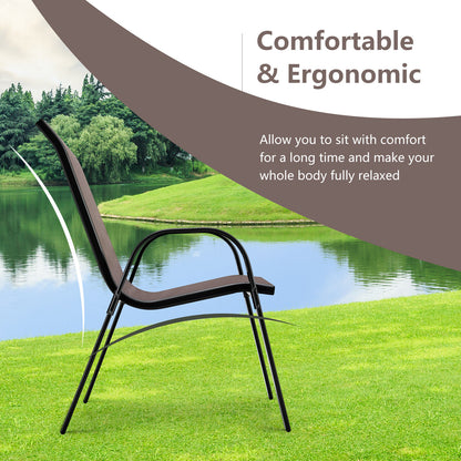 Stackable Patio Dining Chairs Set of 4 with Armrests
