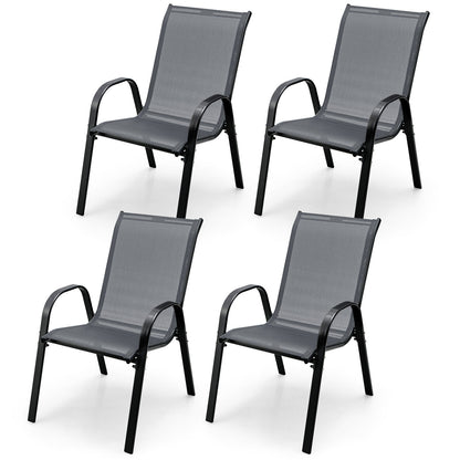 Stackable Patio Dining Chairs Set of 4 with Armrests