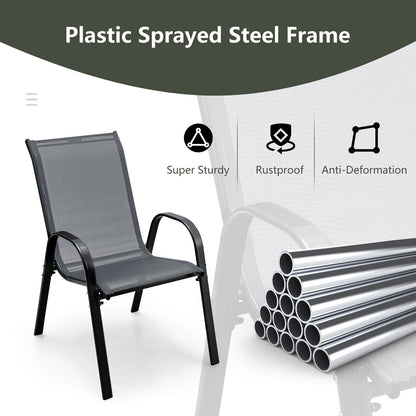 Stackable Patio Dining Chairs Set of 4 with Armrests