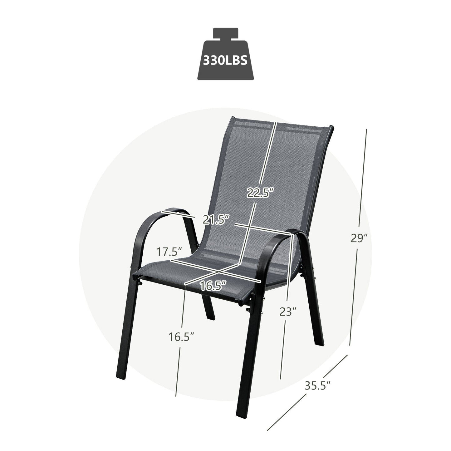 Stackable Patio Dining Chairs Set of 4 with Armrests