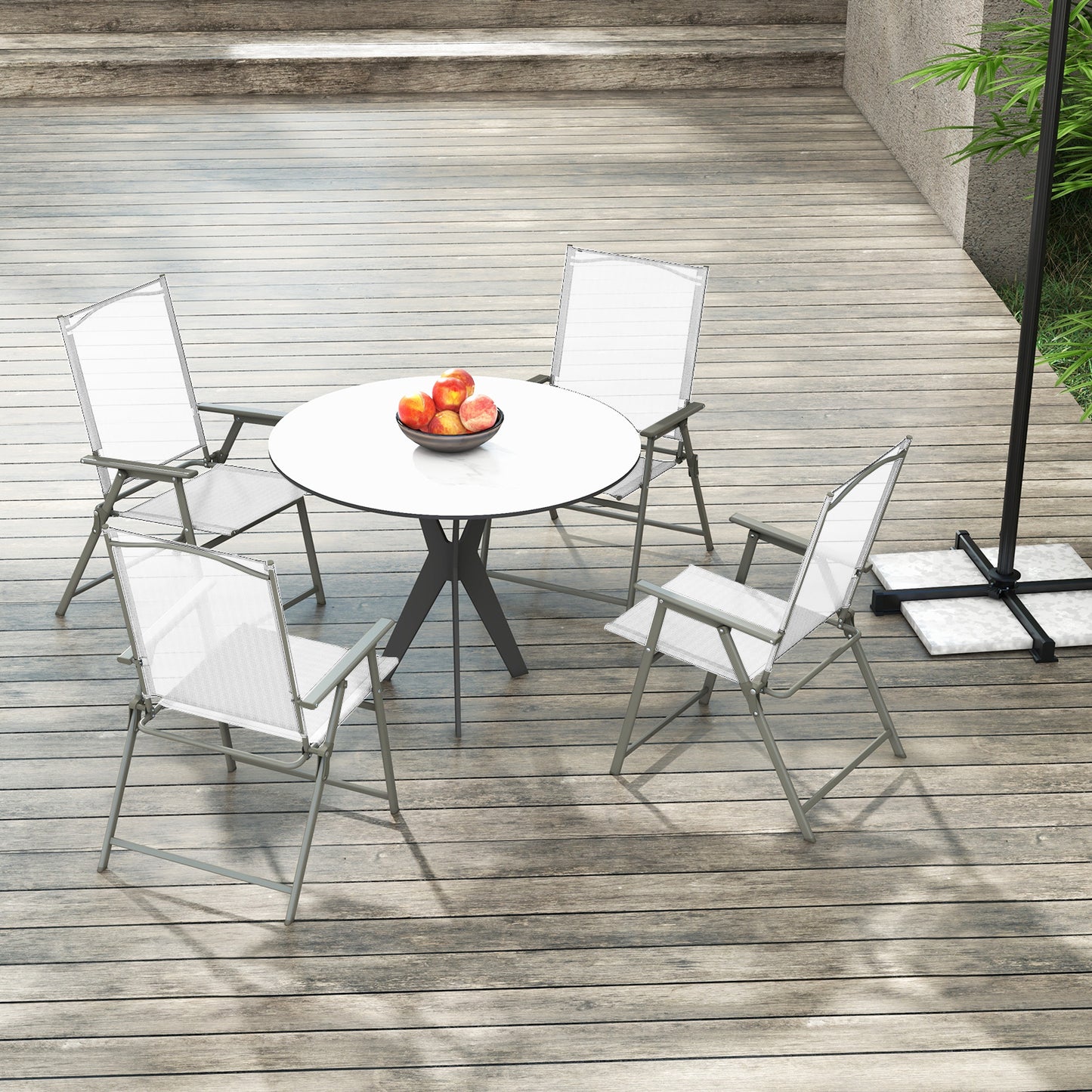 Folding Patio Chairs Set of 4 with Metal Frame