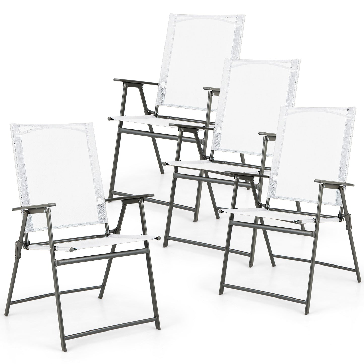 Folding Patio Chairs Set of 4 with Metal Frame